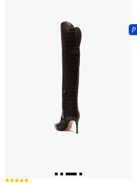 SCHUTZ Maryana Over the Knee Boot - Chocolate Brown Croc - Picture 3 of 7